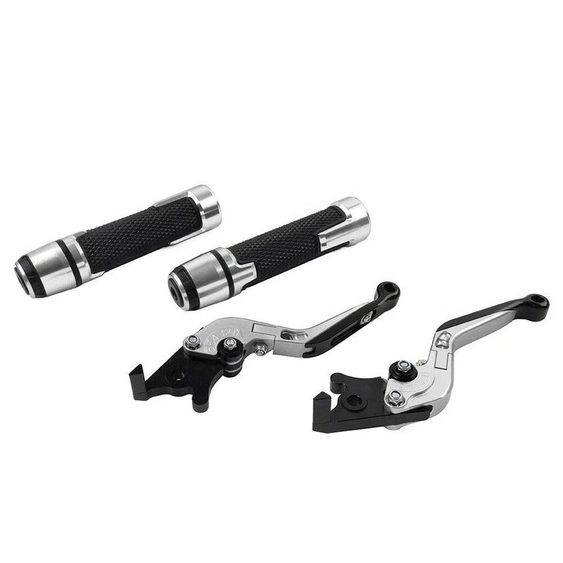 Yamaha YZF R3 MT-03 Silver Extendable Brake Clutch Lever Grip Set (2015-2023)