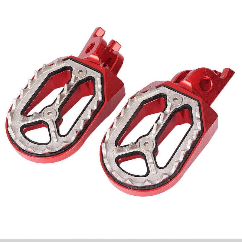 Kawasaki KX250 KX450 Red Shark Teeth Racing Foot Pegs (2008-2015)