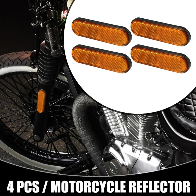 4 x Universal Reflector Oval Motorcycle Safety Reflector Orange