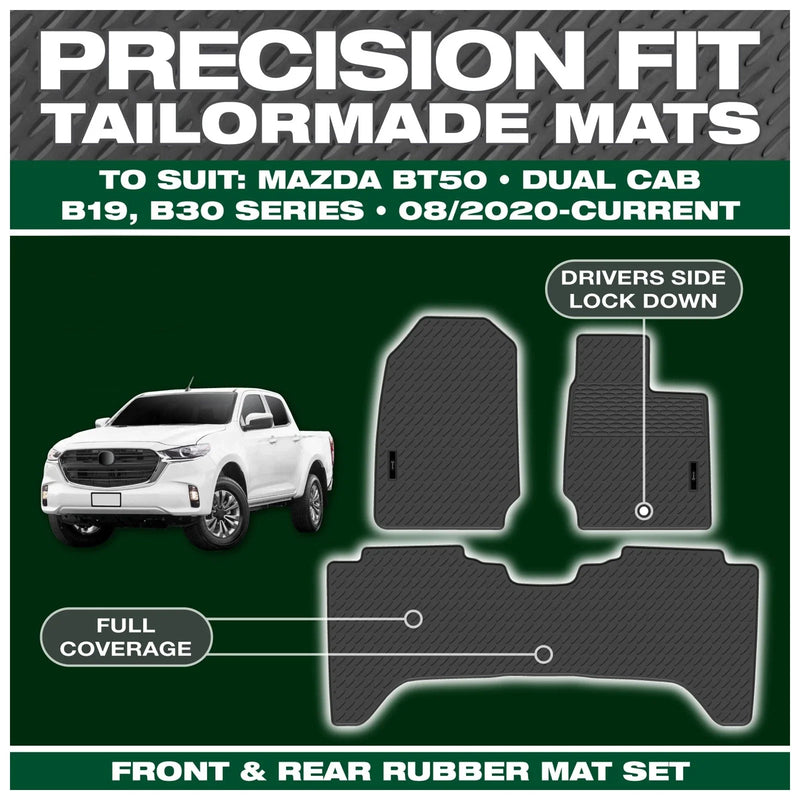 Mazda BT-50 TF Full Set Front & Rear Custom Fit Moulded Rubber Floor Mats