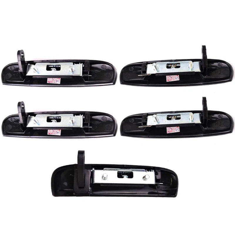 Exterior Door Handle Black Set 5 Fits Mitsubishi Mirage 5D Hatchback 2012-18 D06