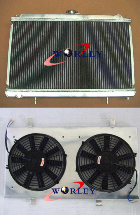 Nissan Silvia S14 S15 3 Row Aluminum Radiator with Fan Shroud & Hoses (1995-2002)