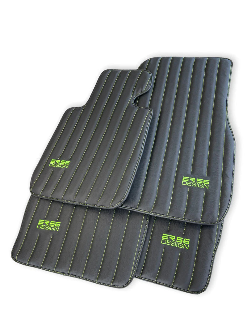 Rolls Royce Phantom Sedan (2003-2016) - Er56 Design Green Leather Floor Mats