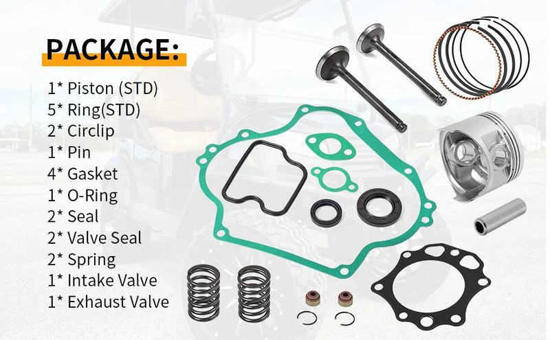 Club Car FE290 Golf Cart Engine Rebuild Kit Piston Gasket Valve