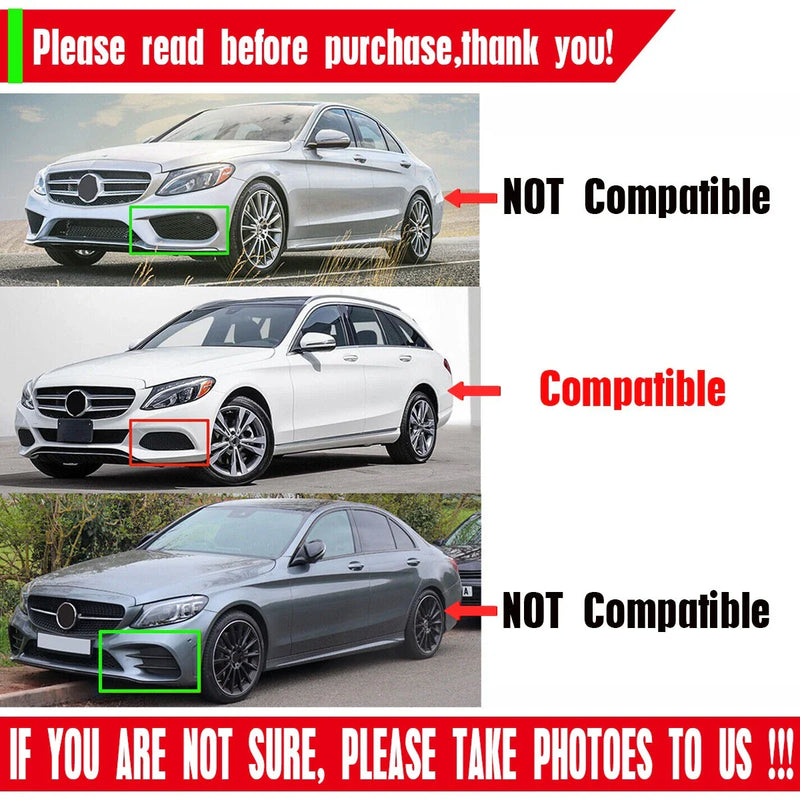 Mercedes C-Class W205 C300 Front Fog Light Grille Bumper Cover (2015–2018)