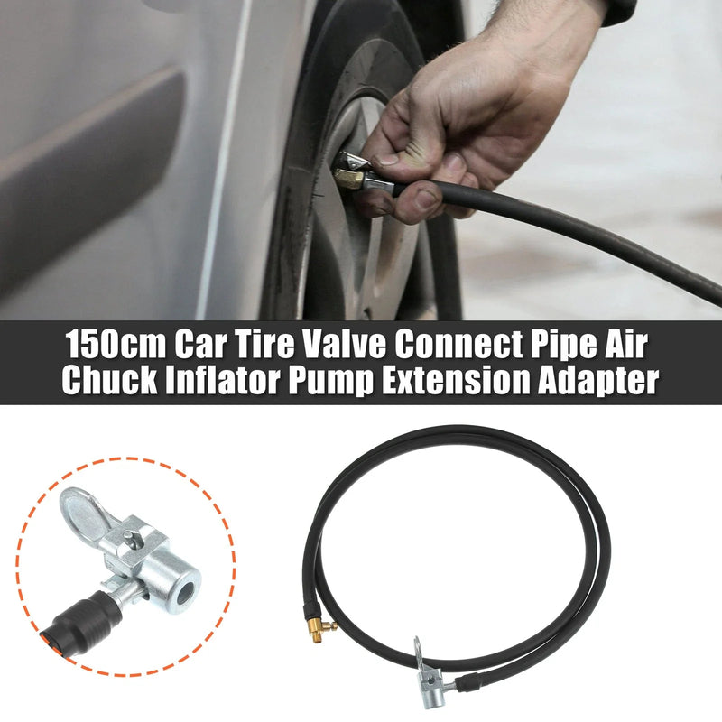 Car Motorcycle Tire Inflator Pump Hose with Locking Air Chuck 150cm