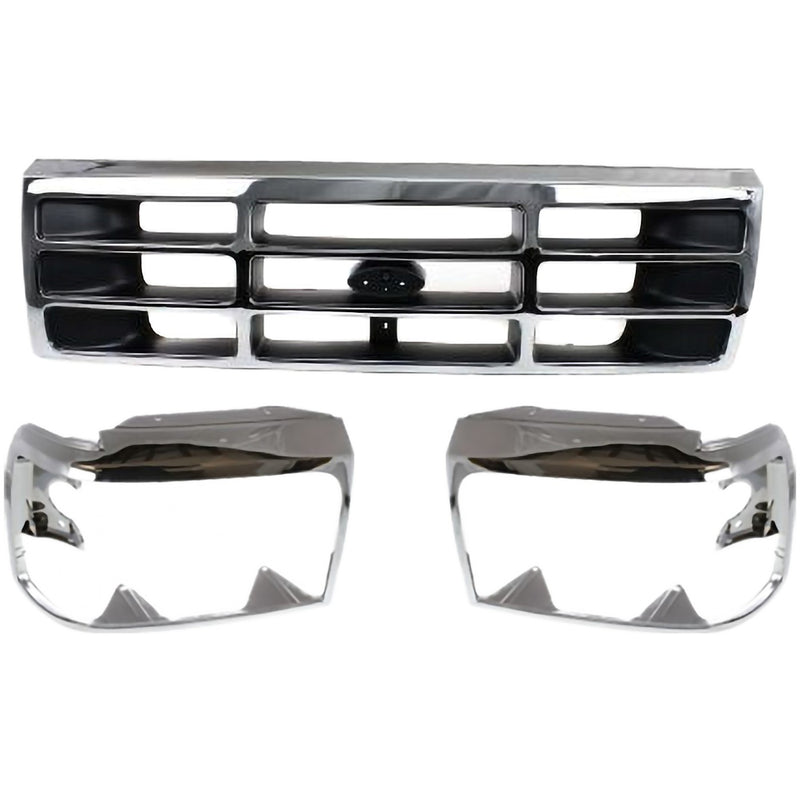 Grille Assembly Headlight Door Kit For 1992-1996 Ford