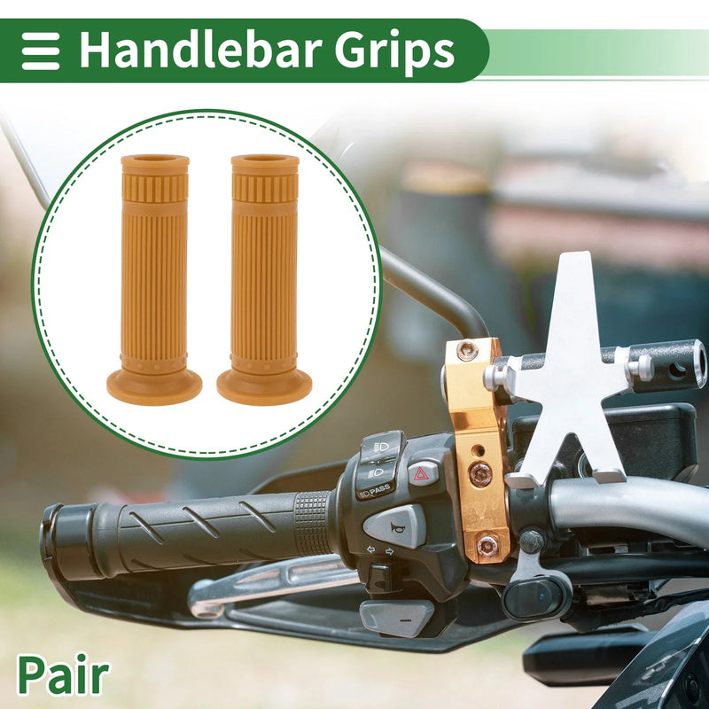 Motorcycle 7/8" 22mm Hand Grips TPU Brown Yellow