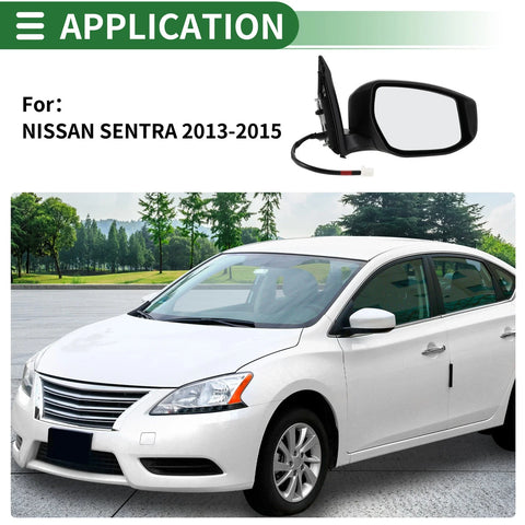 Nissan Sentra (2013-2015) Manual Folding Black Right Side Door Mirror