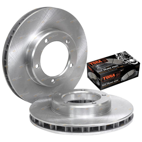 Toyota Landcruiser HDJ78 HDJ79 2 x Front Disc Rotors + Brake Pads (2001–2007)