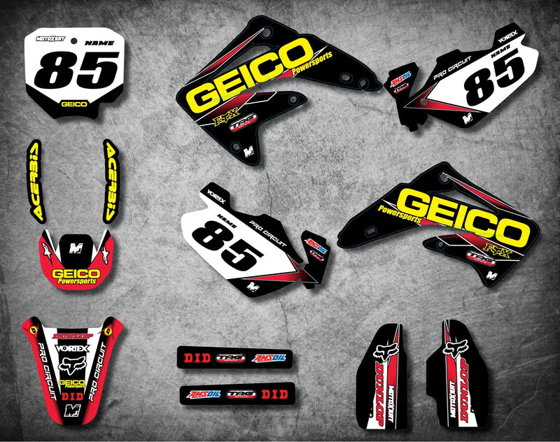 Honda CR 85 Geico Style Decals Stickers (2002-2014)