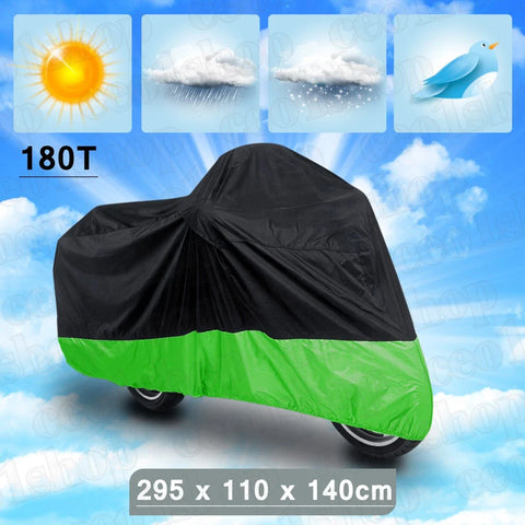 Harley Road Glide Ultra Touring XXXL Black+Green Motorcycle Cover