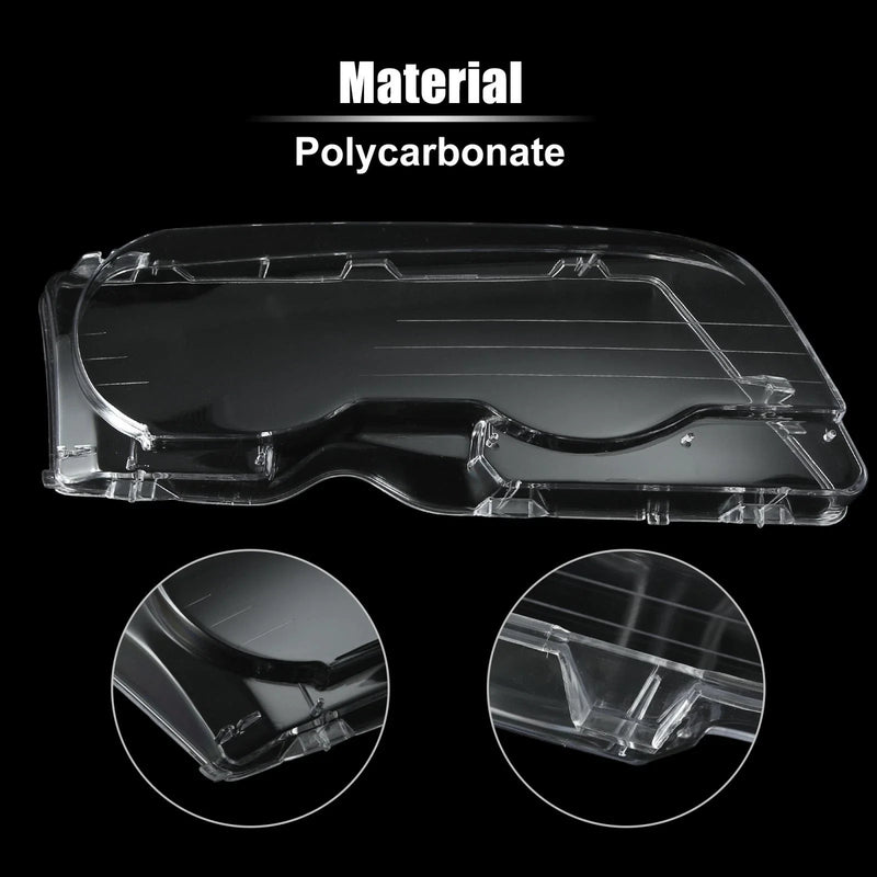 BMW E46 1 Pair Car Front Headlight Lens Cover (1998-2002)