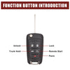 Chevrolet Camaro Key Button Black Shell Case 5-Key Fob Replacement