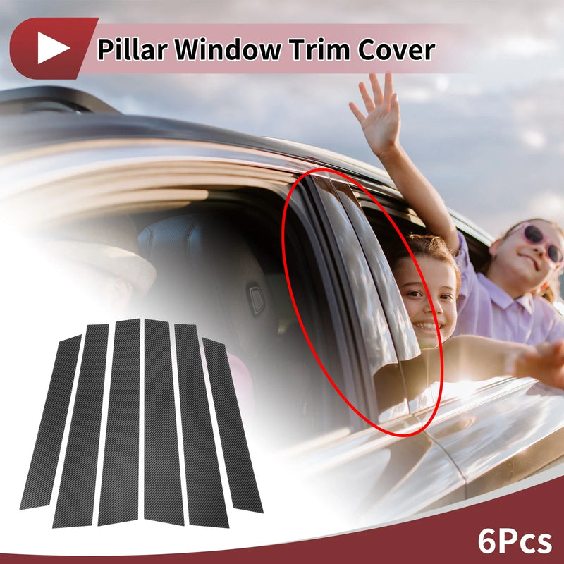 Honda CR-V (2008-2011) Black Carbon Fiber 6 Pcs Car Door Pillar Window Trim