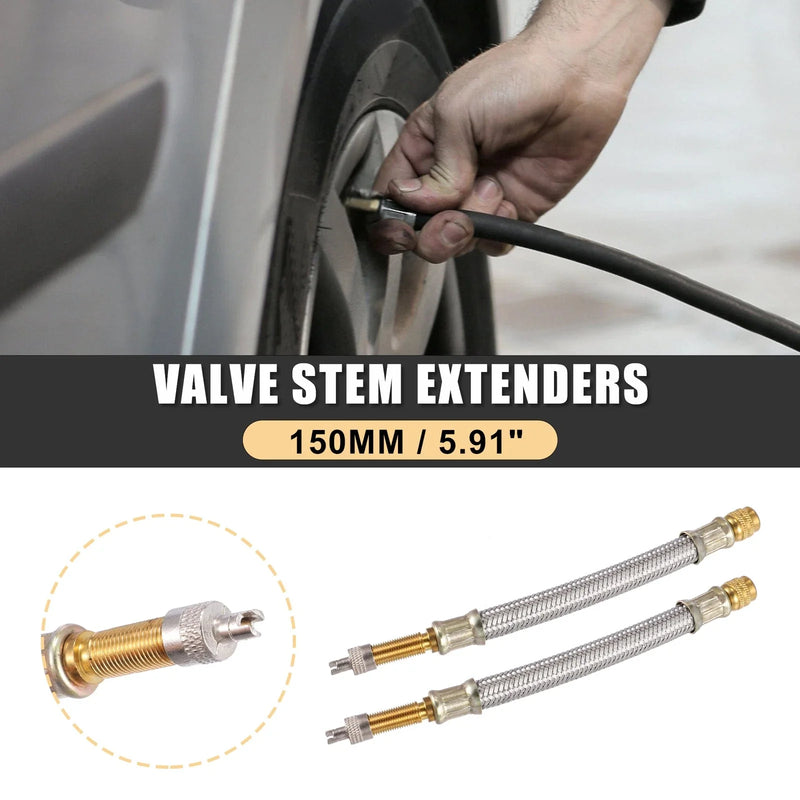 Car Auto Motorcycle 2 x Tire Valve Stem Inflator Extender Hose
