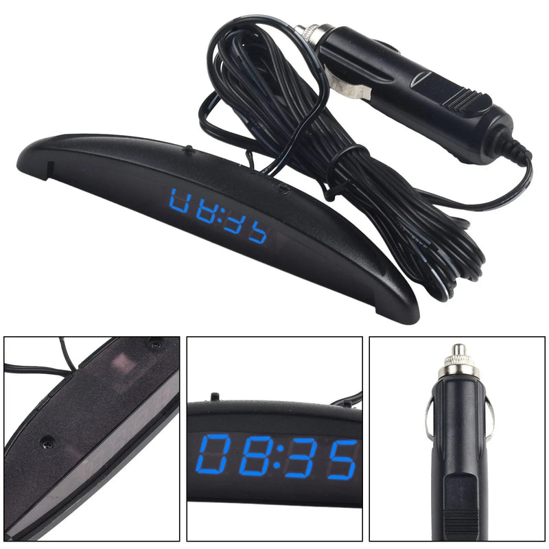 Vehicle 12V / 3 In 1 Digital Car Clock Voltmeter Thermometer
