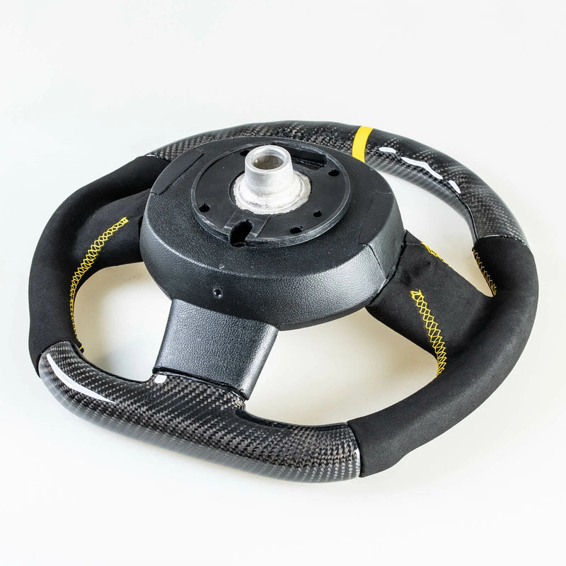 Mini R55 R56 R57 R58 R60 R61 Flat Bottom Carbon Suede Yellow Steering Wheel (2006-2019)