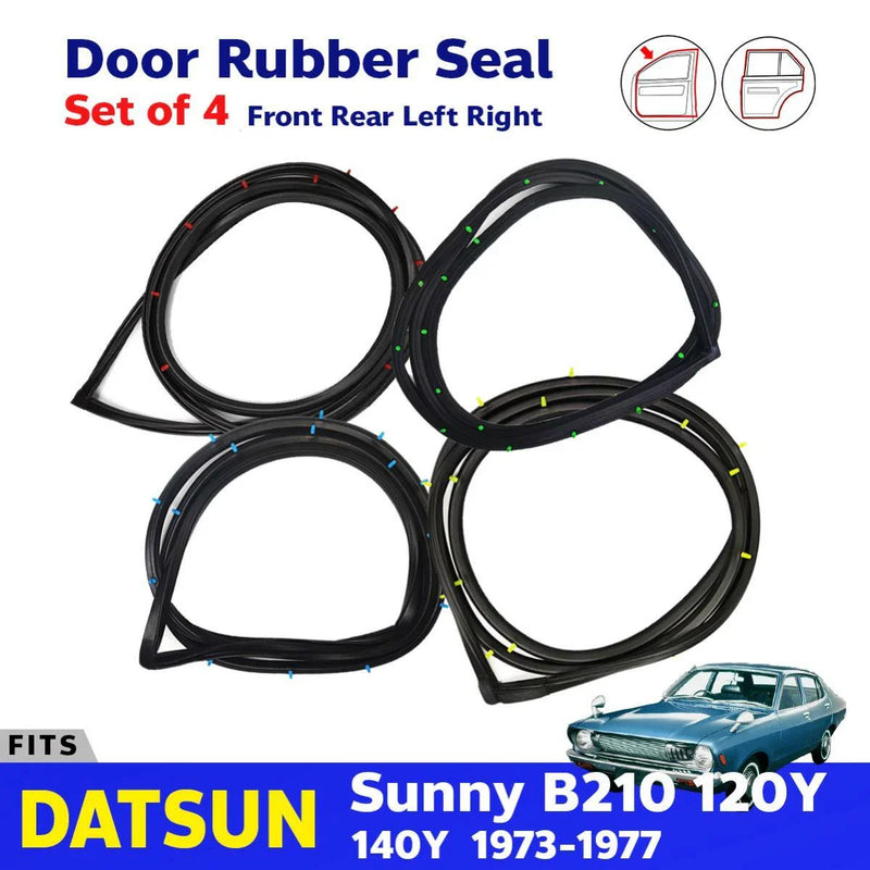 Door Rubber Weatherstrip Front Rear Fits Datsun Sunny B210 120Y 4D Sedan Set 4