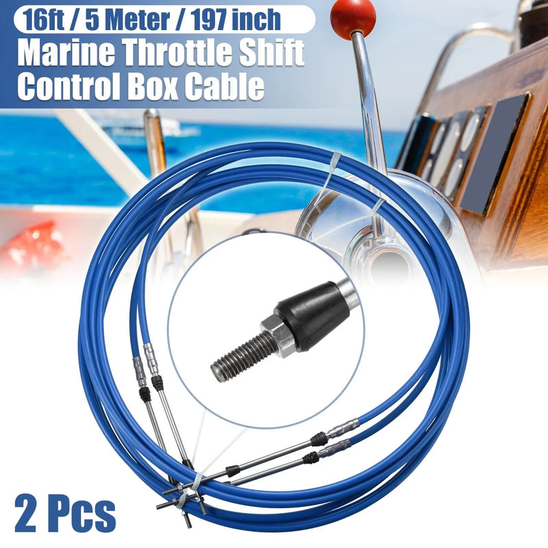 Yamaha Blue Remote Control Box Cable / 2 x 16ft 197 Inch / Marine Type Shift