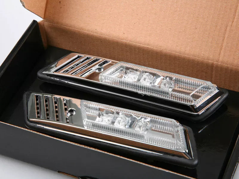 BMW E30 E32 E34 E36 LED Side Marker Repeater Light Chrome (1992-1996)