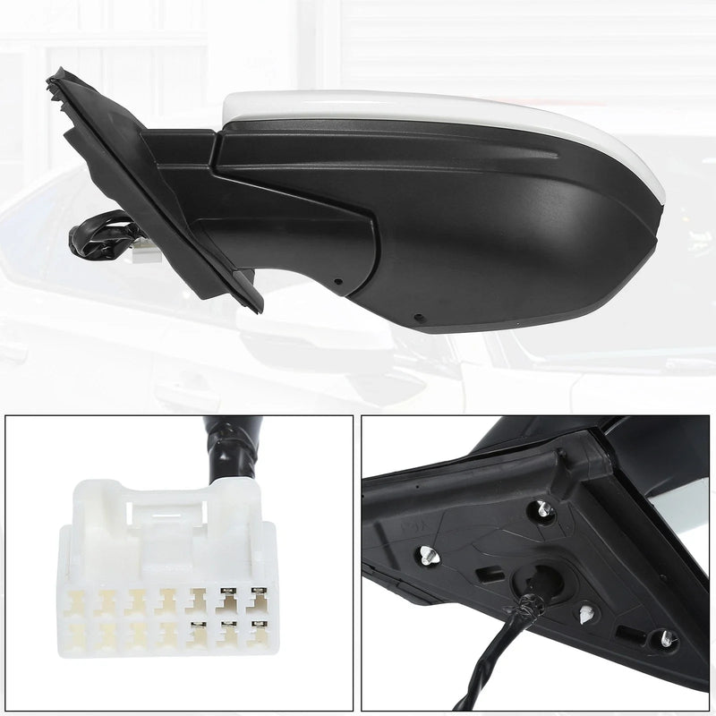 Honda Civic 5 Pin Left Side Exterior Door Mirror Assembly White (2016-2020)