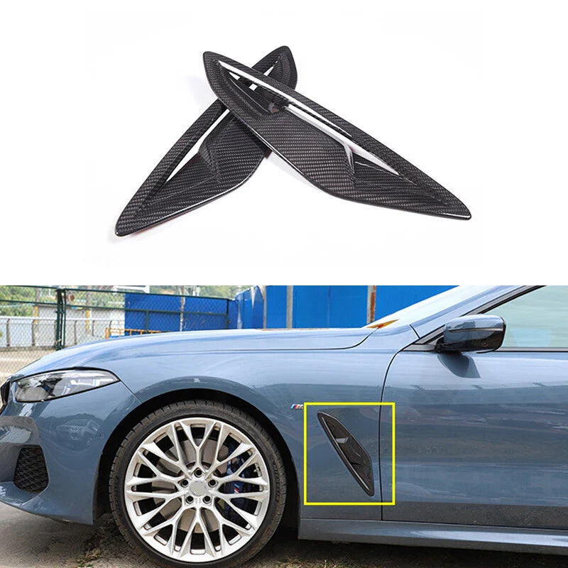 BMW 8 Series 2019-2022 Real Carbon Fiber Side Fender Air Vent Cover Trim