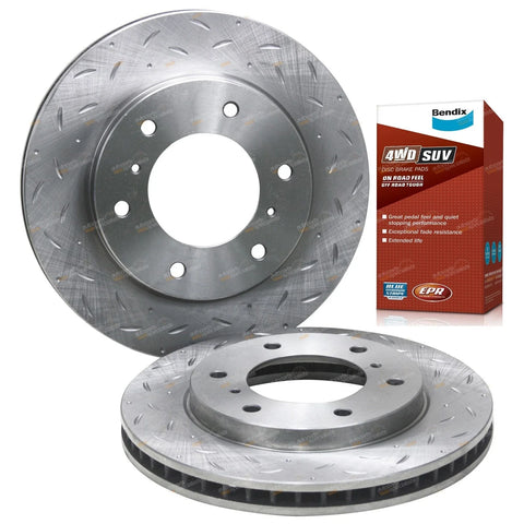 Challenger PB Front Slotted & Dimpled Disc Brake Rotors + 4WD Pads