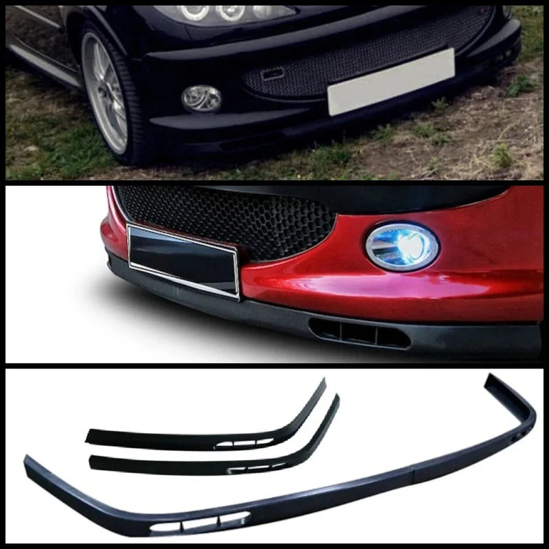 Peugeot 206 (2000-2010) 2 Piece Pcs Euro Spoiler Front Bumper Splitter