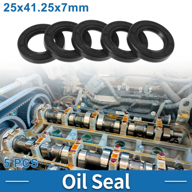 Oil Seal 25x41.25x7mm Rotary Shaft Seal Black Nitrile Rubber 5 Pcs