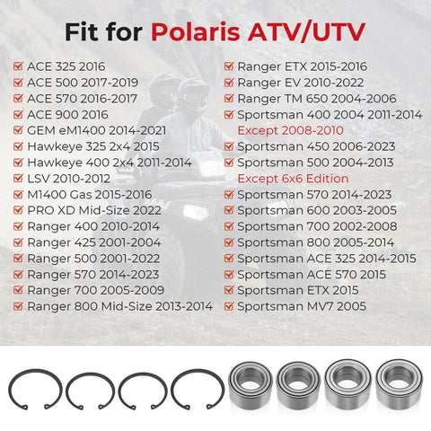 Polaris Ranger 570 Ranger XP 570 Crew Front & Rear Wheel Bearings Kit (2014–2023)