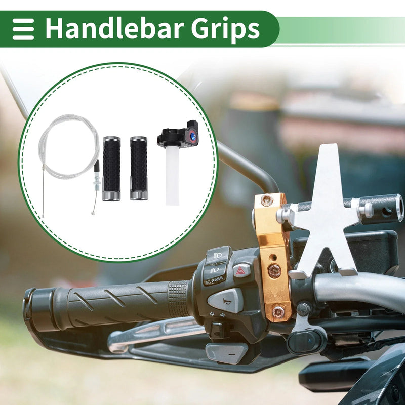 7/8" 22mm Motorcycle Hand Grips Cover Kit End Grips Silver Tone