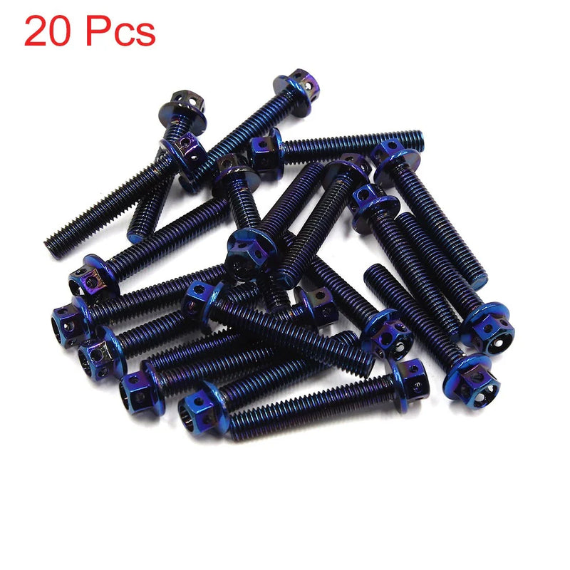 Motorcycle 20 x Colorful M6 x 35 Titanium Alloy Hexagon Bolts Clips Screws