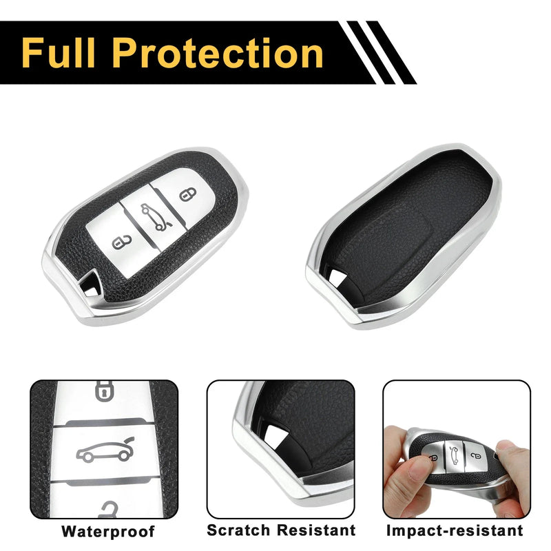 Peugeot 308 Silver TPU Key Fob Shell Cover Case (2007-2014)