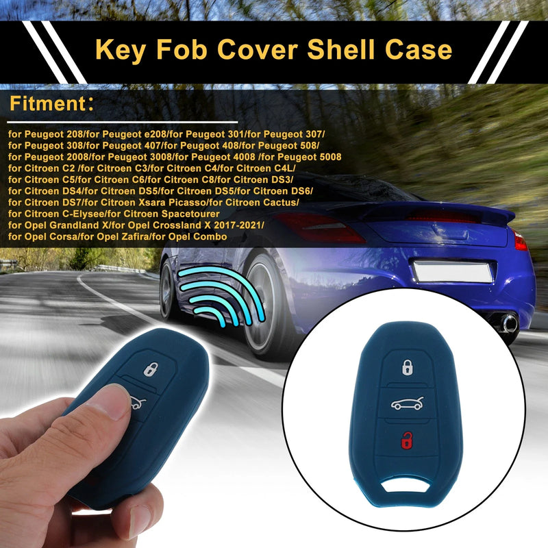 Peugeot 208, e208 Dark Blue Key Fob Shell Cover (2019-2023)