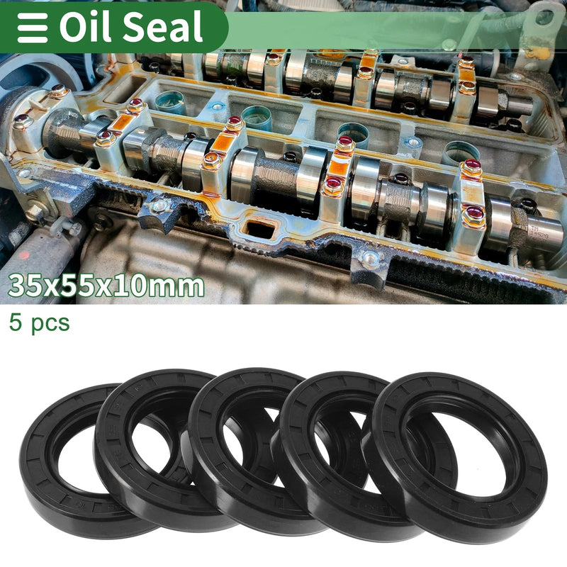 Oil Seal 35x55x10mm Black 5 Pcs Seal Ring Rotary Shaft NBR Rubber