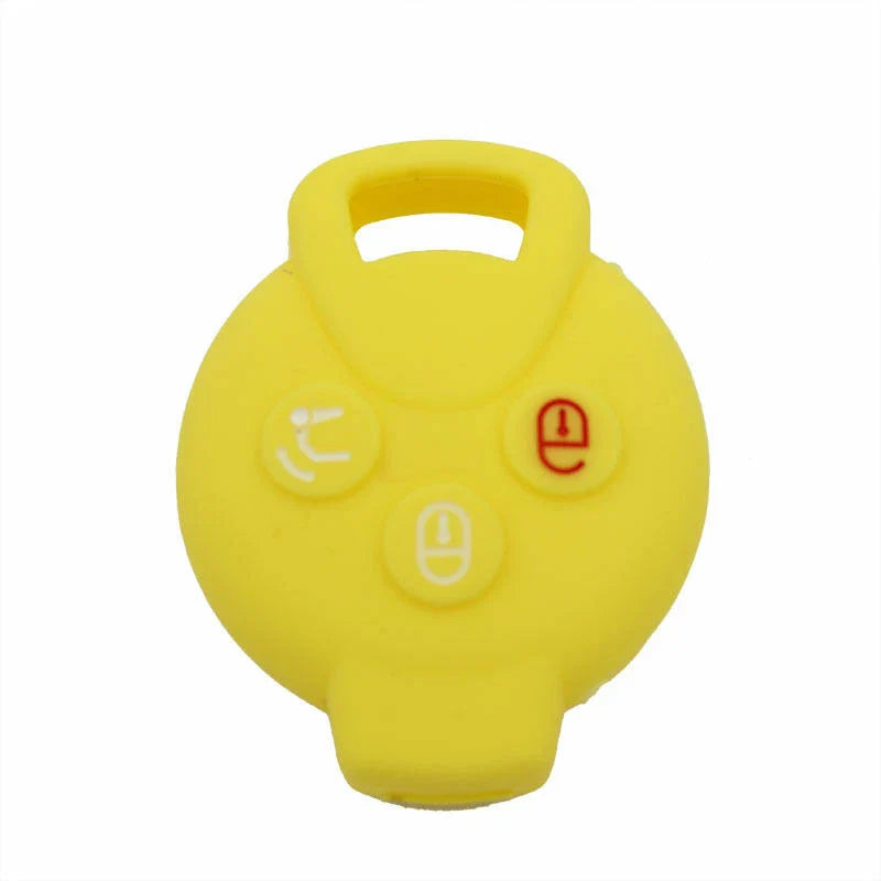 SMART Fortwo Yellow 3BTN Silicone Remote Key Cover Bag fit