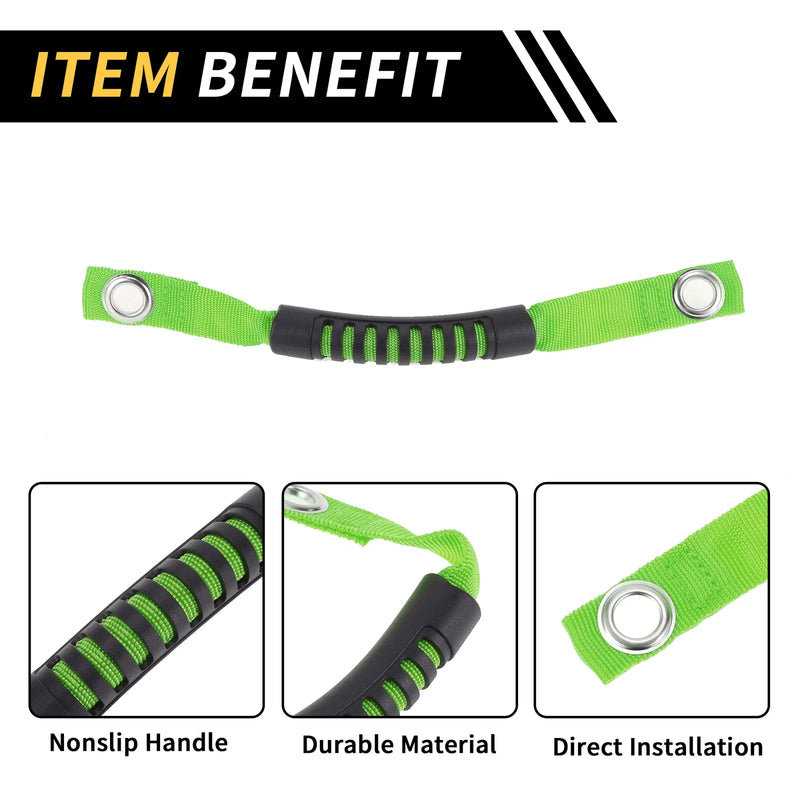 Jeep Wrangler Roof Rope Handle Green Roll Bar Grab Handles