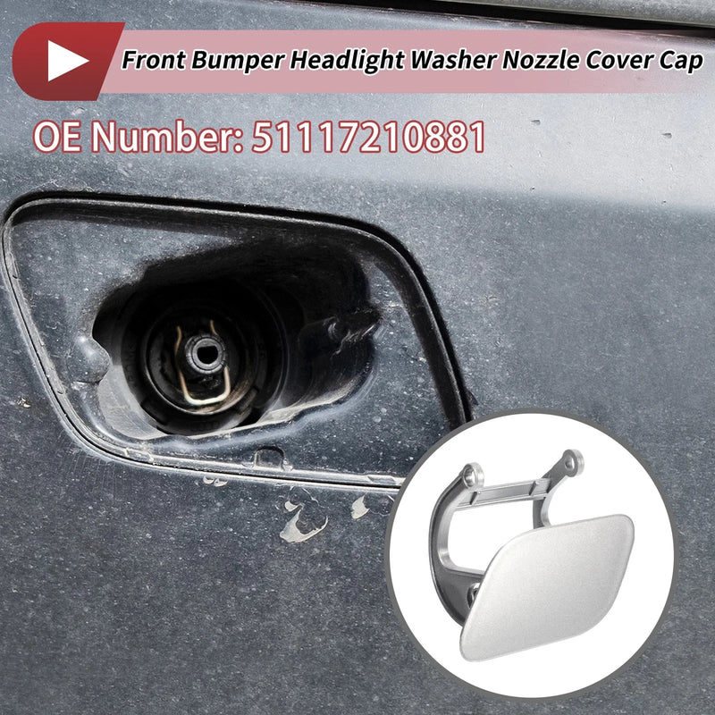 BMW 740i Front Left Washer Nozzle Cover Cap Silver Tone (2011-2015)