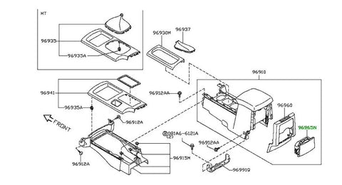 Nissan Navara D40 Rear Center Console Cup Holder (2005-2013)