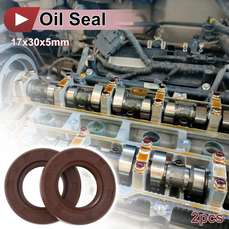 Oil Seal Rotary Shaft Seal FKM Rubber 17x30x5mm Brown 2 x