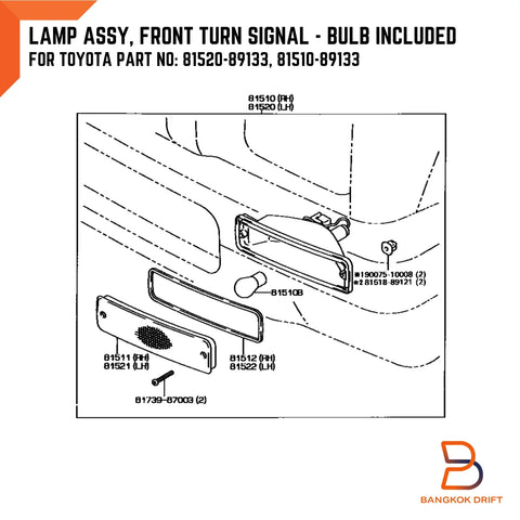 Toyota Hilux Ute MK3 Amber Indicator Signal Bumper Light (1988-1997)