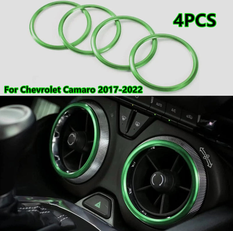 Chevy Camaro 4X Green Interior Air Vent Outlet Ring Cover Trim (2017–2022)