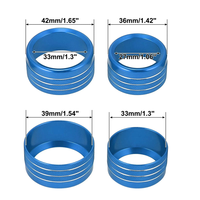 Dodge Ram 1500 5 x Blue AC Radio Switch Knob Covers (2018-2020)