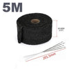 Motorcycle Fiberglass Tape & Stainless Ties 5m Exhaust Heat Wrap Roll