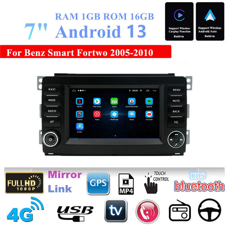 Benz Smart Fortwo 7" Android Stereo GPS Navigation (2005-2010)