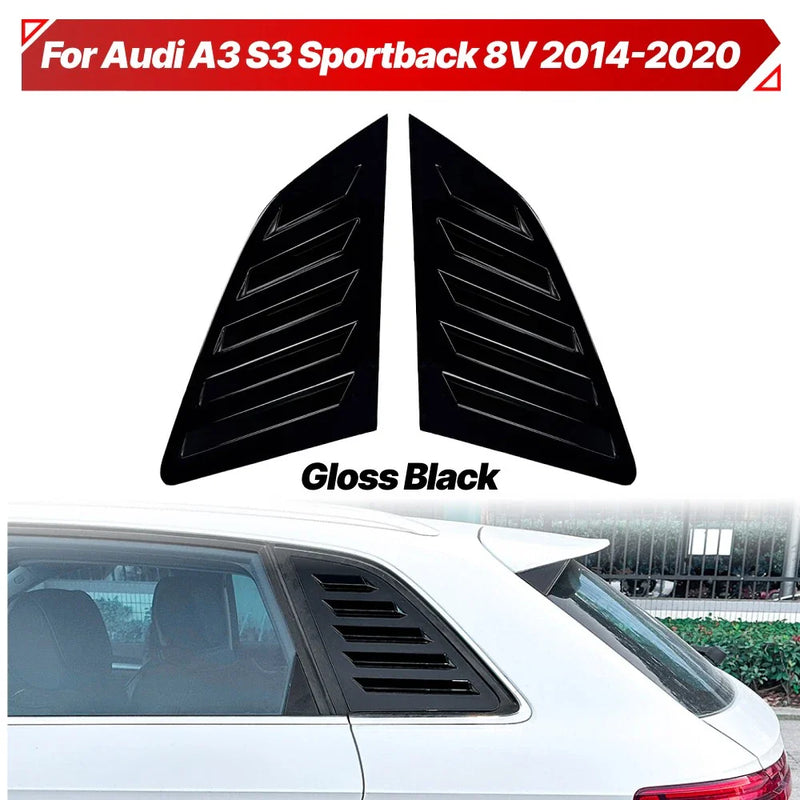 Audi A3 S3 Sportback Gloss Black Window Louver Shutter Covers (2014-2020)