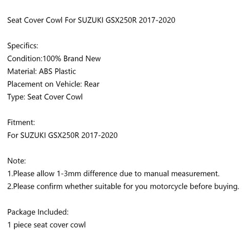 Suzuki GSX 250R (2017-2023) AH Blue Pillion Seat Cover