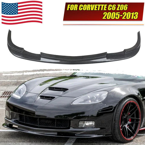 Corvette C6 Z06 ZR1 Style Carbon Black Front Bumper Splitter Lip Kit (2005-2013)