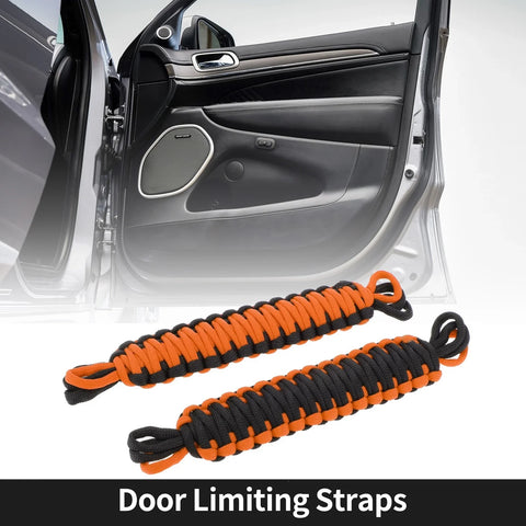 Jeep Wrangler TJ JK JKU (2007-2018) Black Orange 2 x Door Limiting Straps